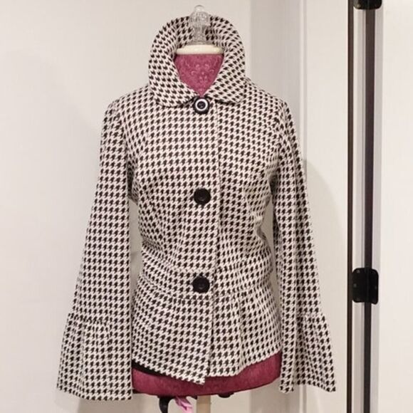 NY Collection Women's 1X Herringbone n Gold Crop Blazer - Picture 3 of 7